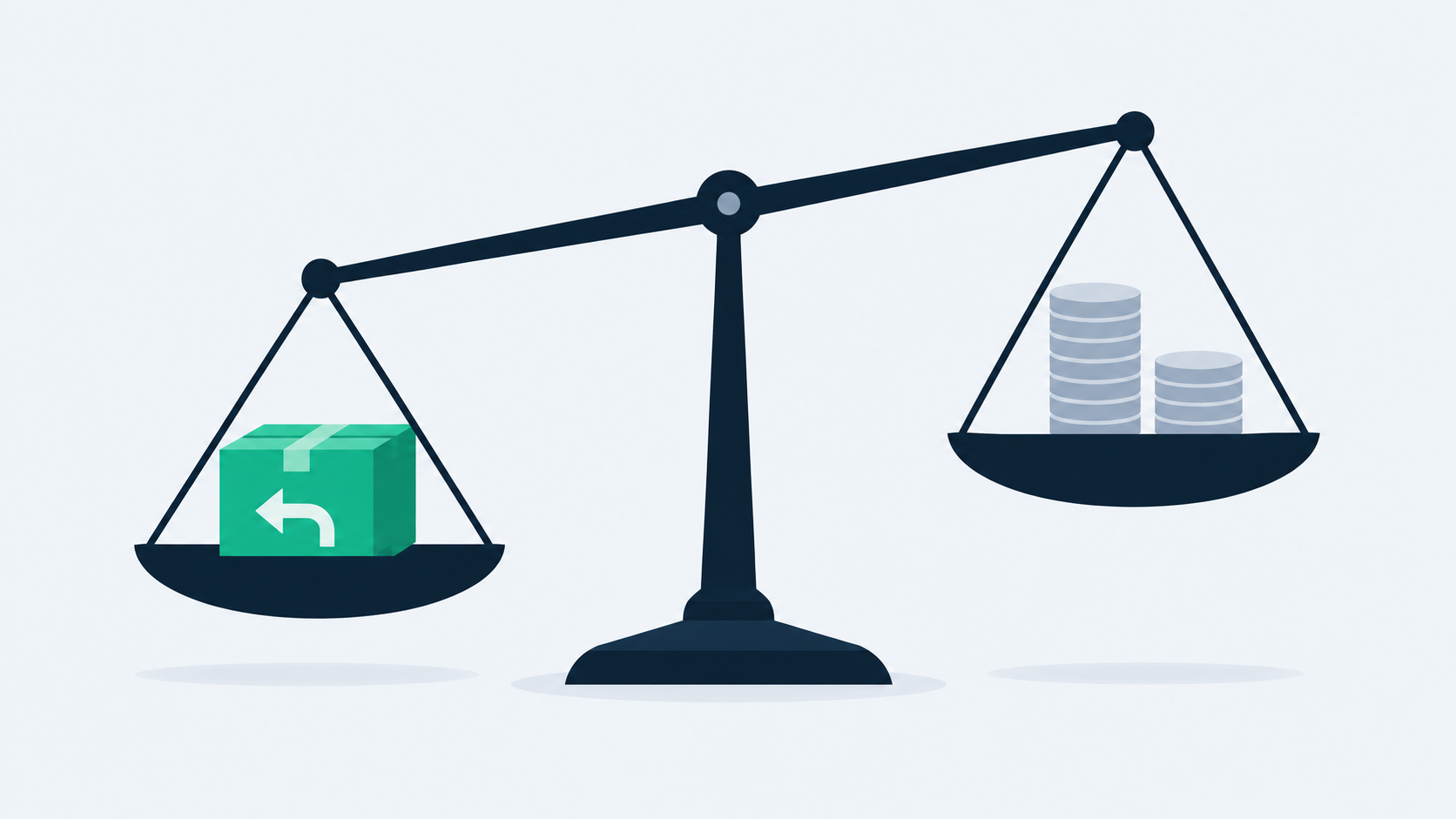 Balança com uma caixa devolvida pesando mais que o lucro de uma venda e meia